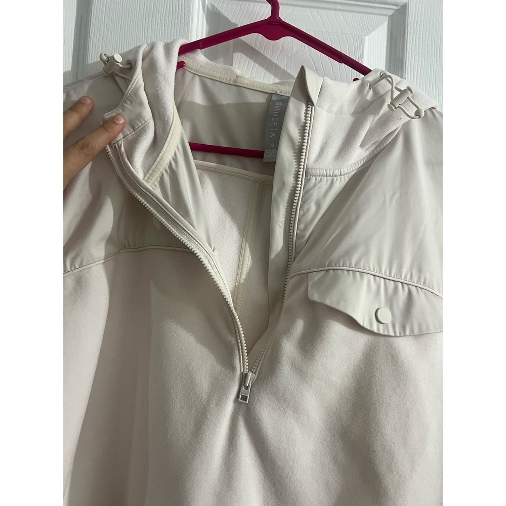 Athleta white cream jacket size medium soft jacket with pockets - Picture 13 of 14
